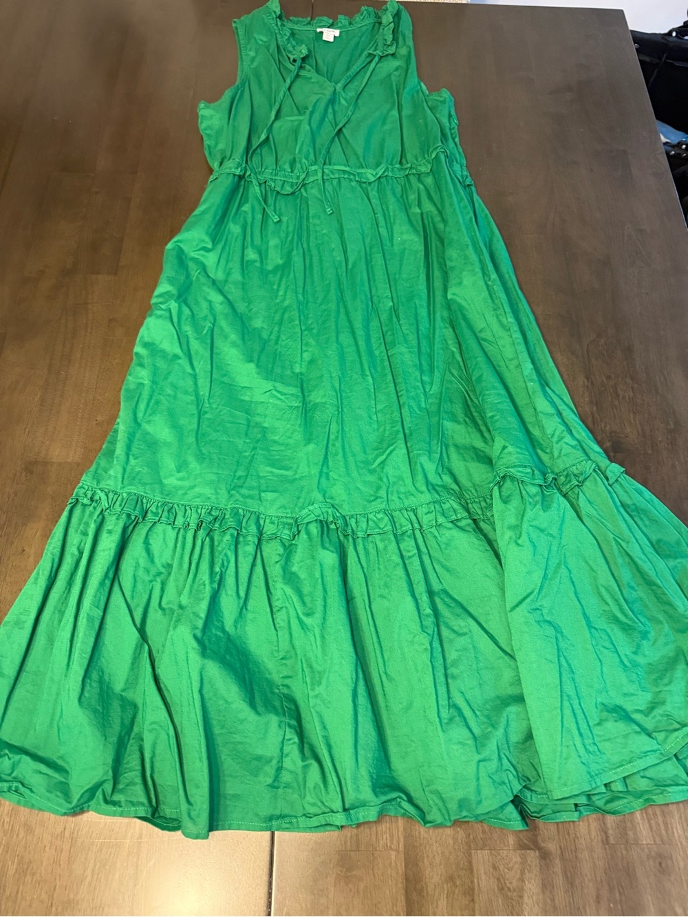 J. Crew Bright Green Ruffle Tiered Maxi Dress